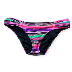 VICTORIA’S SECRET Women’s Pink Purple Green Striped Bikini Bottoms Size Small